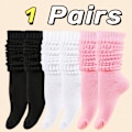 Miniatyrbillede 1 af 5: 1/3 Par Pige Langt Efterår Og Vinter Strømper Strikket Strømper{db} 1 Pair Black