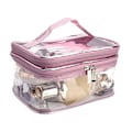 Miniatyrbillede 1 af 5: Transparent PVC Makeup Taske Bærbar Vandtæt Toilettaske Stor Kapacitet Lynlås Kosmetik Taske DB Rose Pink Double Layer