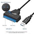 Pikkukuva 2 / 5: USB 3.0 SATA SSD HDD -sovitin kaapeli 2 kiintolevyaseman johtoa 22 nastaa USB 3.0 SATA kaapeli SATA USB 3.0 -sovittimeen jopa 6 Gbps tuki DB