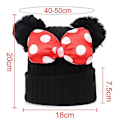 Miniatyrbillede 3 af 3: Børnepige Minnie Mickey Mouse Hat Vinter Varmt Slouch Strikket Beanie Cap 1-9 år [DB] Black