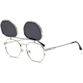 Miniatyrbilde 1 av 5: Flip Up Solbriller Menn Kvinner Polariserte Steampunk Flip Solbriller Med Dobbelt Linser UBM Db Silver Frame-Gray Lens