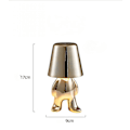 Miniatyrbillede 3 af 3: Sengside Touch Control Bordlampe, Sød Sølv Mennesker Led Skrivebord Guld Dekor Tænker Statue Lampe Med Usb Port [DB]