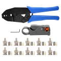 Miniatyrbild 1 av 5: 1 set koaxiala RF/BNC-krimpverktyg för Rg58 / Rg59 / Rg6 med 10 st BNC-kontaktkrimpsats [DB] Blue  black