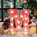 Miniatyrbillede 5 af 5: LED-bogstavlys med glitter, glitrende alfabet-skilt med ophængningshul, nattelys, fest, bryllup, boligindretning, LED-lys [DB] R