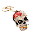 Miniatyrbillede 1 af 5: Sej Hodeskalle Nøglering Krystal Rhinestone Nøgleringe Bil Taske Vedhæng Ornamenter Pung DB Red