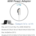 Miniatyrbillede 2 af 5: 60W Mac Book Pro Oplader - Udskiftning 60W L-tip Mac Oplader Gammel Mac Book Oplader, Universal Strømadapter L-type Kompatibel med 13 Tommer