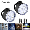 Pikkukuva 1 / 5: 2 kpl Mini Etu- ja Takavalon Sarja 4 LED USB-Lataus Pyörävalo 4 LED Etupyörälamppu Pyöräily Takavalo Pyörän Tarvikkeet {DB} 2 PCS White China