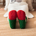 Miniatyrbild 5 av 5: Julklappssockor med älgmönster, Tjocka Varma Plushfodrade Hemsockor, Damstrumpor & Strumpbyxor db Light Gray - 1 Pair One-size