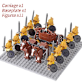 Miniatyrbillede 1 af 5: Mini actionfigurer af middelalderlige riddere, byggeklodser, romersk vogn, karet, soldat, krigshest, klodser, legetøj til børn, gave Db Set 10
