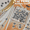 Miniatyrbillede 3 af 4: 120 Par Butterfly Clutch Tie Tacks Nålbag Compatible med 8mm Lange Blanke Pins til Håndværk (sølv) Db Black