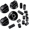 Miniatyrbillede 1 af 5: DB Generisk Design Komfur/Ovn Kontrolknap Pakke Universal Kontrolknapper med 12 Adaptere (Sort)