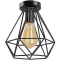 Miniatyrbilde 1 av 3: Rundt taklampe i smijern, retro industriell metallpendellampe uten pære (svart)