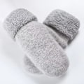 Miniatyrbilde 1 av 5: Vinterhansker for kvinner - Ensfarget, alle fingre, tykke og varme, berøringsfølsomme, høst og vinter, kuldebestandige votter for kvinner, kaldt vær Light Gray