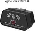 Obd Bluetooth, Icar 2 Ble4.0 Obd2 Adapter Diagnostiska Verktyg Bilkodläsare För Ios, Android Och Windows (Svart) [DB]