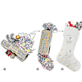 Miniatyrbild 4 av 5: 2-pack Snövita Julstrumpor med Broderade Snöflingor för Hängande Juldekoration [DB] silver