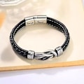 Miniatyrbilde 4 av 5: Mor og datter for alltid sammenflettet lær armbånd Kvinner Inspirerende armbånd Kvinners rustfritt stål flettet lær [DB] Granddaughter A