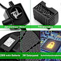 Miniatyrbillede 3 af 5: 3W Solar Springvand Med LED 7 Effekter 2000Mah Batteri Solar Dam Pumpe Solarpumpe Vandspil Springvand Fontæne Pumpe Til Dam Fiskedam [DB]