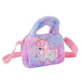 Miniatyrbillede 1 af 5: Enhjørning Taske Piger Plys Crossbody Tasker Mini Håndtaske Børn Nøgler Mønt Pung Purple