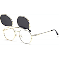 Pikkukuva 1 / 5: Käännettävät Aurinkolasit Miehille ja Naisille Polarisoitu Steampunk Käännettävät Aurinkolasit Kaksoislinseillä UBM Db Gold Frame-Gray Lens