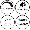 Miniatyrbild 4 av 4: 1-60W LED Dimmer Dimbar (Rotationsdimmer) LED Dimbar, På/Av, 220-230V, CE In-Line Strömbrytare, Svart db black As shown