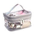 Miniatyrbillede 1 af 5: Transparent PVC Makeup Taske Bærbar Vandtæt Toilettaske Stor Kapacitet Lynlås Kosmetik Taske DB Silver Double Layer