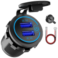 Miniatyrbilde 5 av 5: 12v Usb-uttak, Dual Qc 3.0 Usb-billader med bryter, 36w Usb-vanntett strømuttak Lader(wi Adapter bare