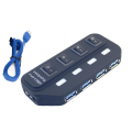 Miniatyrbilde 1 av 5: 4-porters USB3.0-hub med av/på-bryter USB-splitter multiport-ekspanderadapter [DB]