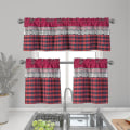 Miniatyrbild 1 av 5: Kök Gardin Dekor Fönster Gardin Lyx Café Valance Topper Draperingar A db Wine Red 130cmx41cm