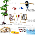 Miniatyrbillede 5 af 5: 1/12 Dukkehus Tilbehør Miniature Strand Sæt Dekoration Strand Mikro Landskab med Solstole Parasol Palme db