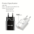 Miniatyrbild 7 av 7: 18W QC3.0 Snabbladdare USB EU Väggladdare Mobiltelefonladdare För Xiaomi POCO X3 NFC M3 10T Lite 10 9 Redmi 9 Note 9 8 Pro Typ C Laddare [DB] black