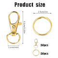 Miniatyrbilde 4 av 5: 100 stk Swivel Clasps Lanyard Snap Hooks Med Nøkkelringer, Nøkkelkjede Klips Kroker Hummerklo Clasps Fo