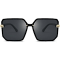 Miniatyrbillede 2 af 4: Polariserede solbriller oversized dame herre ultralette solbriller UV trendy solbriller sort stel med sorte og grå linser [DB]