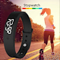 Miniatyrbillede 4 af 5: V9 Kropstemperaturmåler Termometer Vibrationsalarm Armbånd Smart Armbånd [DB] Black