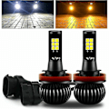 Miniatyrbild 1 av 5: 2X H8 H11 Dubbla Färger Switchback Vit Amber LED COB Dimljuslampor 160W 2600LM {Db}