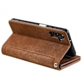 Pikkukuva 4 / 5: Samsung Galaxy A26 5G -puhelimen suojakotelo PU-nahkaa vetoketjullisella lompakolla ja 9 korttipaikalla - Musta [db] Multicolor Brown