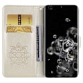 Miniatyrbillede 3 af 5: Til Samsung Galaxy S24 Ultra Wallet Case Ugle Blomst Trykt Rhinestone Læder Cover - Rød {db} Gold Samsung Galaxy S24 Ultra
