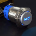Miniatyrbillede 5 af 5: 16mm Momentary Horn Button Switch 12v Trykknapp Horn Switch Reset Switch Button Med Blå Led Lys Med Plugg For Bil Truck Lbg16-bu