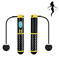 Miniatyrbild 2 av 4: Hopprep Digitalt Viktat Trådlöst Hopprep Justerbart Sladdlöst [db] Black-yellow