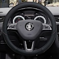 Miniatyrbild 5 av 5: Läderrattöverdrag för Skoda Fabia 1 2 3 I II III - Halkskyddande, Bilinredning {Db} Brown