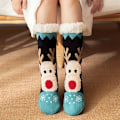 Miniatyrbild 3 av 5: Julklappssockor med älgmönster, Tjocka Varma Plushfodrade Hemsockor, Damstrumpor & Strumpbyxor db Red - 1 Pair One-size