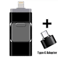 Pikkukuva 1 / 5: 3 in 1 USB-muistitikku Laajennusmuisti OTG Pendrive IPhone IPad Android PC:lle [db] Black 128 GB