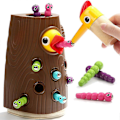 Miniatyrbild 1 av 5: Leksaker för att mata fåglar med insekter - Magnetisk leksak för åldrarna 2-4, kognitiv, fysisk och emotionell utvecklingslek DB