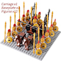 Miniatyrbillede 1 af 5: Mini actionfigurer af middelalderlige riddere, byggeklodser, romersk vogn, karet, soldat, krigshest, klodser, legetøj til børn, gave Db Set 49