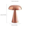 Miniatyrbillede 2 af 5: Mushroom LED Bar Bordlampe - Luksus Hotel Cafe Udendørs Bord - Sengebord USB Opladning Nattelys DB Rose gold