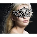 Miniatyrbillede 4 af 5: Lady Of Luck Maskerademasker, Venetianske Masker, Metal Maskerademaske til Kvinder Laser Skåret Partymaske (Sort Maskerademaske til Kvinder) {Db}