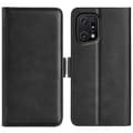 För OPPO Find X5 Pro Dubbelsidig Magnetisk Spänne Läder Telefonfodral [DB] Black