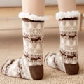 Pikkukuva 3 / 3: Naisten Sukkahousut Polveen Saakka, Ylimääräisen Paksu Fleece Vuorattu Pehmeät Mukavat Tossut Sukat db Coffee Deer
