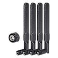 Pikkukuva 1 / 5: 4 kpl kaksoiskaistakaista WiFi-antenni 2.4GHz 5GHz 5.8GHz 8DBi MIMO RP-SMA urosantenni WiFi-reititinille langattomaan {DB} Black