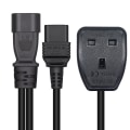 Miniatyrbilde 4 av 5: 1ft/32cm Iec320 C14 til Iec320 C19+uk13a Ac-strømkabelforlengelsesadapterledning [DB]