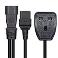 Pikkukuva 4 / 5: 1ft/32cm Iec320 C14 - Iec320 C19+uk13a Ac-virtajohdon jatkokaapeliadapteri [DB]